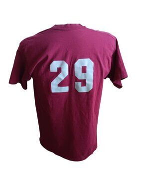 Men's Large Single Stitch Vintage Cozad Nebraska 1980's 2 Sided Maroon USA